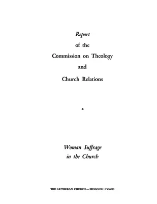 Woman Suffrage in the Church - CTCR