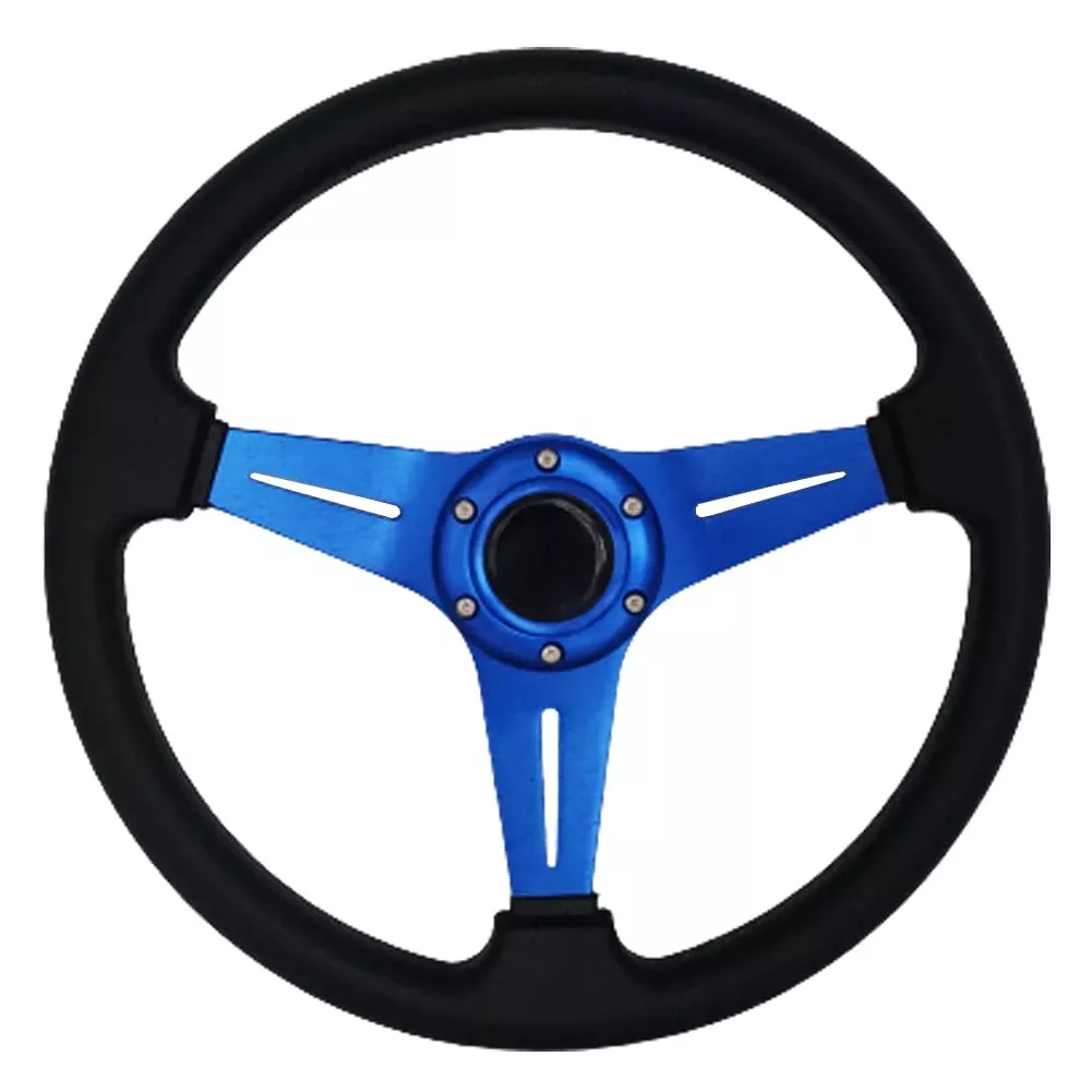 Yehicy 13.8” Racing Steering Wheel Quick Release For Car Sport Drifting Steering Wheel Pu Leather And Aluminum Spokes With Horn Button (Blue)